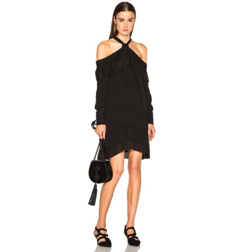 NWT Proenza Schouler Fil Coupe Dot Jacquard Off Shoulder Dress 2